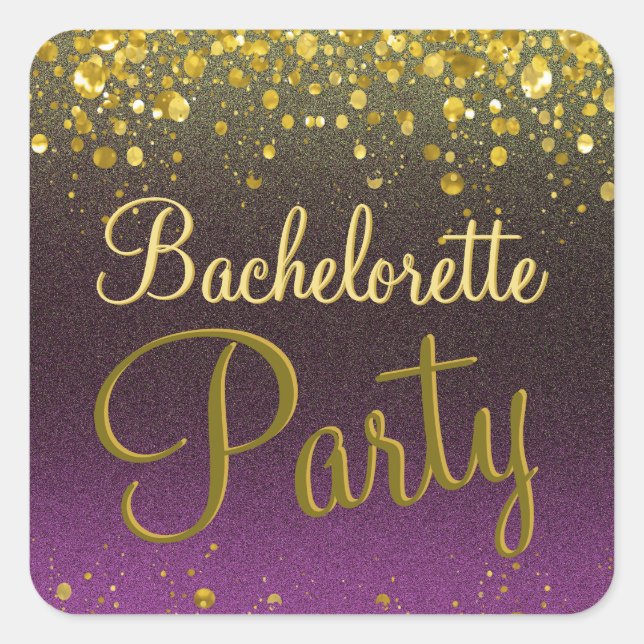 Sticker Carré Confetti violet et or (Devant)