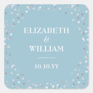 Sticker Carré Confettis de coeurs pour mariage