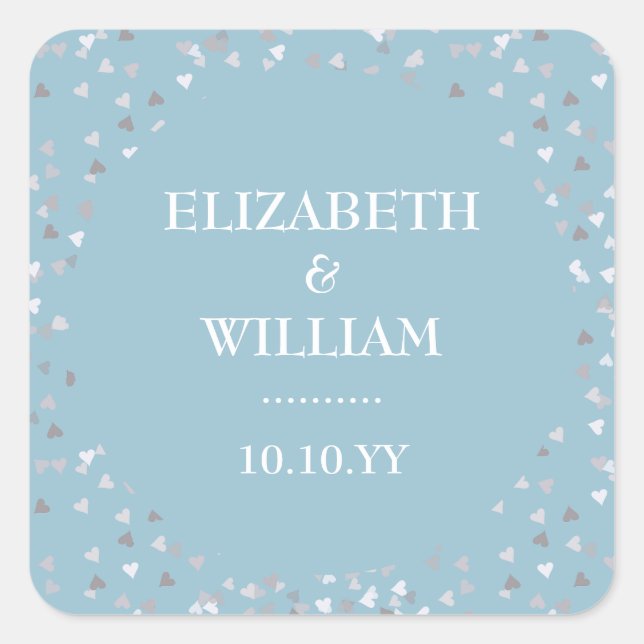 Sticker Carré Confettis de coeurs pour mariage (Devant)