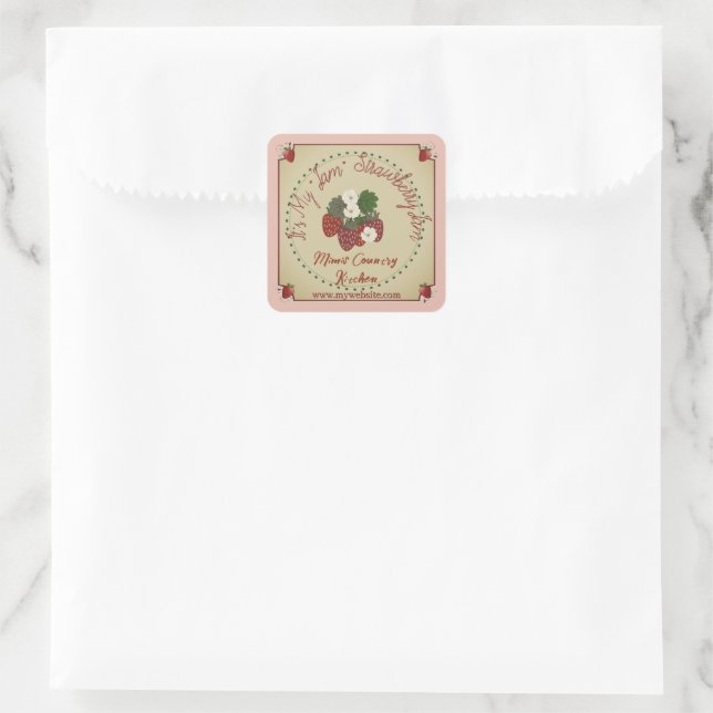Sticker Carré confiture de fraises (Sac)