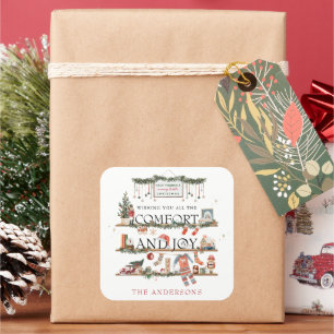 Sticker Carré Confort et joie   Joyeux petit Noël