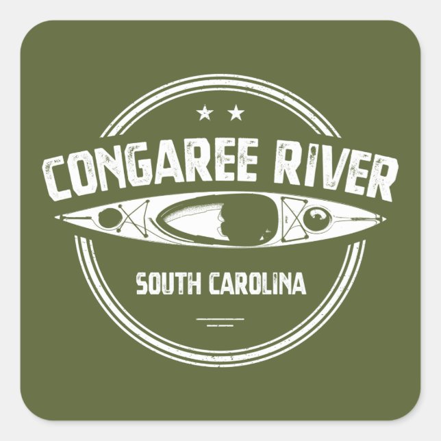 Sticker Carré Congaree River Caroline du Sud Kayaking (Devant)