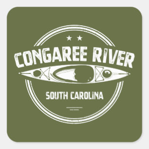 Sticker Carré Congaree River Caroline du Sud Kayaking