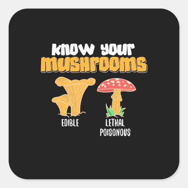 Sticker Carré Connaissez vos champignons (Devant)
