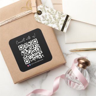 Sticker Carré Connectez-vous avec nous Facebook Instagram QR Cod