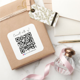 Sticker Carré Connectez-vous avec nous Facebook Instagram QR Cod