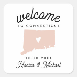 Sticker Carré CONNECTICUT State Destination Mariage N'IMPORTE QU