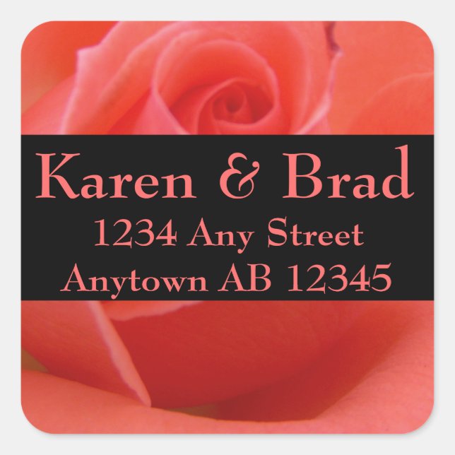 Sticker Carré Conseil blanc Rose Mariage Adresse de retour Label (Devant)