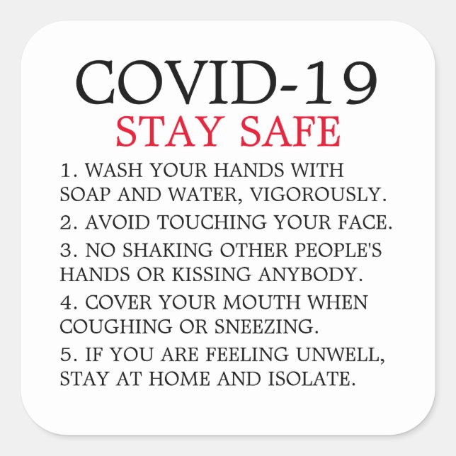 Sticker Carré Conseil Covid-19 (Devant)