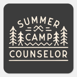 Sticker Carré Conseiller du camp d'été personnel forêt esthétiqu