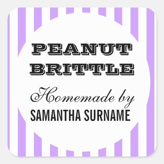 Sticker Carré Conserve maison confiture bonbon pot violet (Devant)