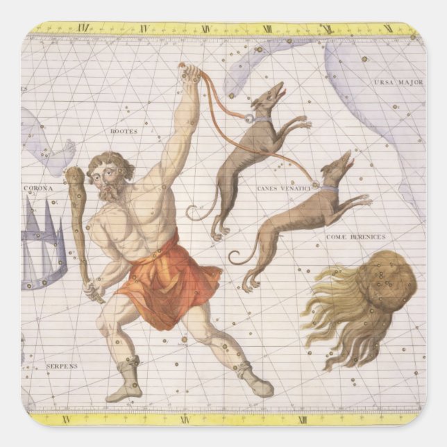 Sticker Carré Constellation of Bootes, plate 20 from 'Atlas Coel (Devant)