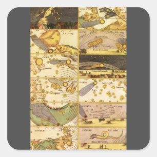Sticker Carré Constellations Vintage, Astronomie Antique & Étoil