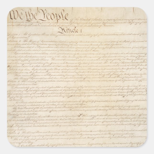 Sticker Carré Constitution des États-Unis, Nous le peuple (Devant)