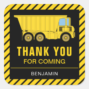 Sticker Carré Construction Camion Anniversaire Fête Favoriser St