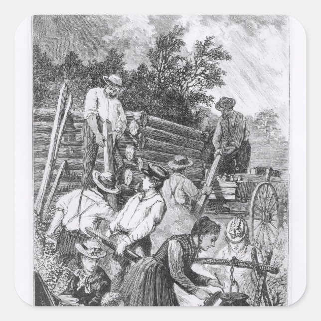 Sticker Carré Construction du Cabine de journal (Devant)