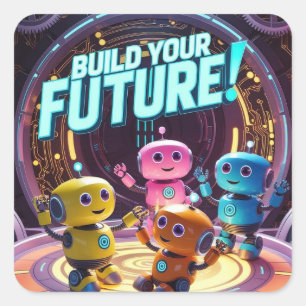 Sticker Carré Construisez Votre Avenir avec des Enfants dans l'E