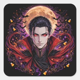 Sticker Carré Conte Vampire Dracula Design Horreur Gothique