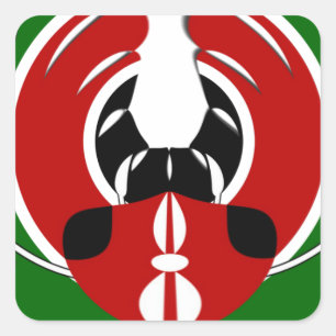 Sticker Carré Contemporain Edgy Kenyan Drapeau Motif Art Design.