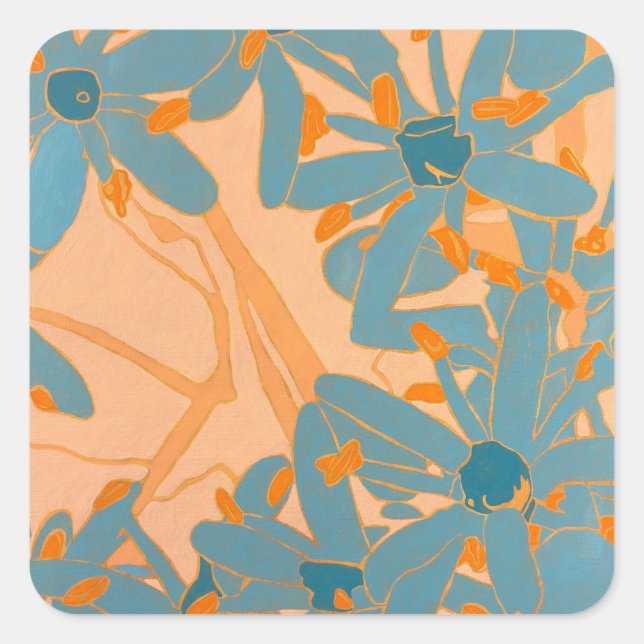 Sticker Carré Contemporary Leaf Design in Peach (Devant)