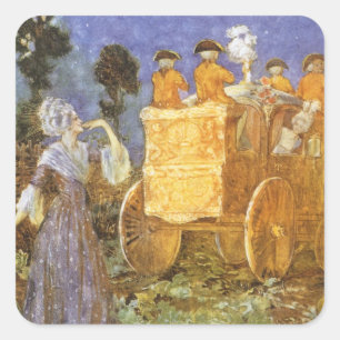 Sticker Carré Contes de fées vintage Cendrillon et Marraine la f
