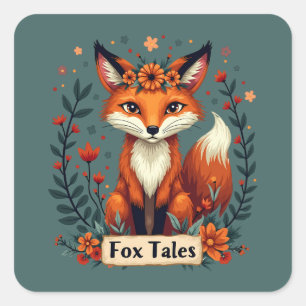 Sticker Carré Contes de Renard Boho Faune Animale