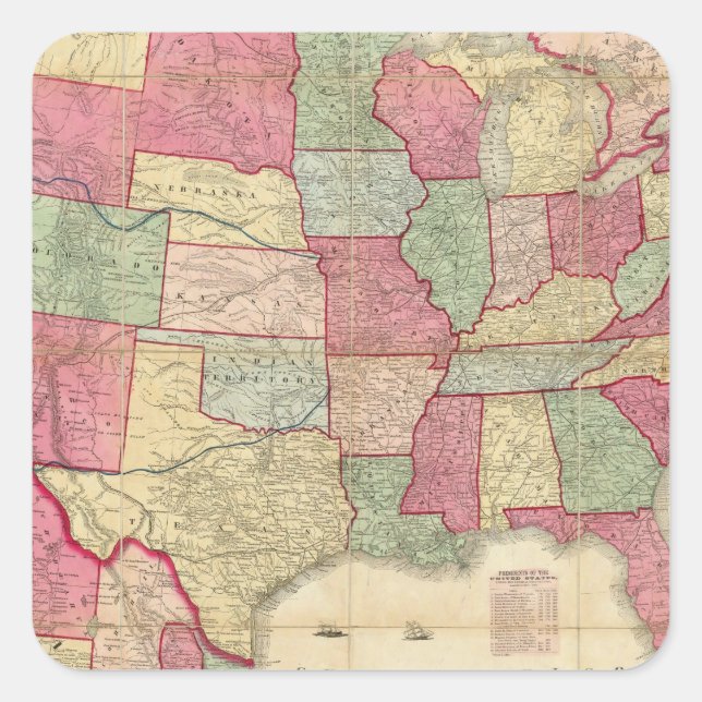 Sticker Carré Continent américain États-Unis (Devant)