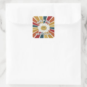 Sticker Carré Continuez À Garder Sur L'Autocollant Carré Rétro