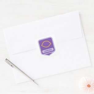 Sticker Carré Contour de citron violet et jaune
