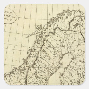 Sticker Carré Contour de la Suède, Danemark, Norvège