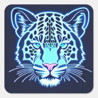 Contour de tête de jaguar néon sur fond sombre