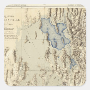 Sticker Carré Contour reconstitué de lac Bonneville