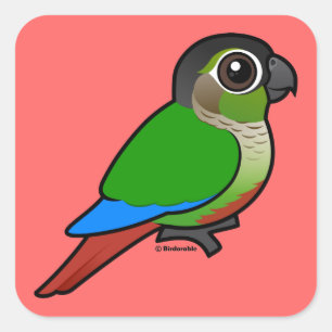 Sticker Carré Conure à joues vertes Birdorable