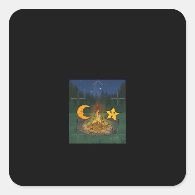 Sticker Carré Conversation Entre La Lune Graphique (Devant)