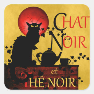 Sticker Carré Conversation Noir et Thé Noir