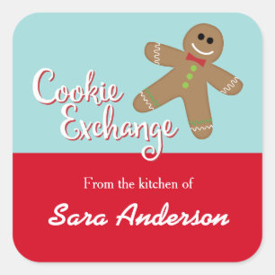 Sticker Carré Cookie Exchange, Gingerbread, From the Kitchen of