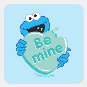 Sticker Carré Cookie Monster "Be Mine" Candy Saint-Valentin