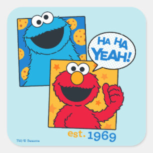 Sticker Carré Cookie Monster & Elmo   Ha Ha Yeah