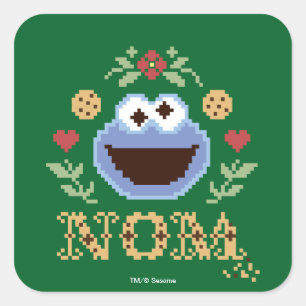 Sticker Carré Cookie Monster Faux Cross-Stitch