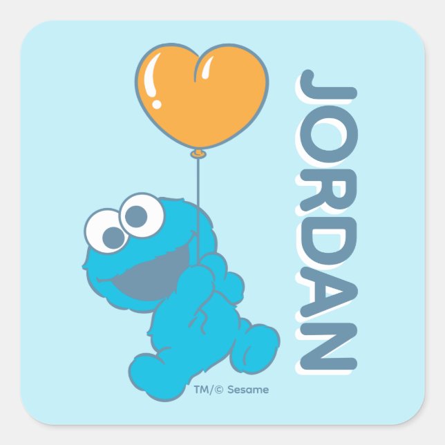 Sticker Carré Cookie Monster Heart Balloon (Devant)