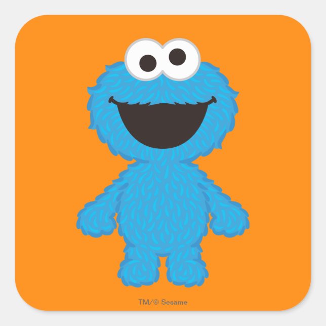 Sticker Carré Cookie Monster Laine Style (Devant)