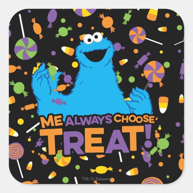 Sticker Carré Cookie Monster - Me Toujours Choisir La Menace (Devant)