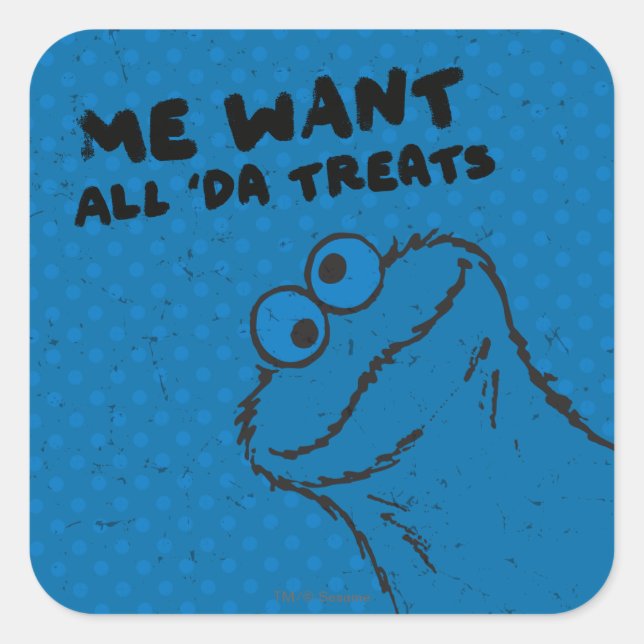 Sticker Carré Cookie Monster - Tous les 'Da Traitements! (Devant)