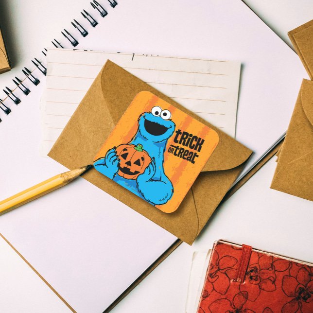 Sticker Carré Cookie Monster - Trick Or Treat (Sticker on envelope)