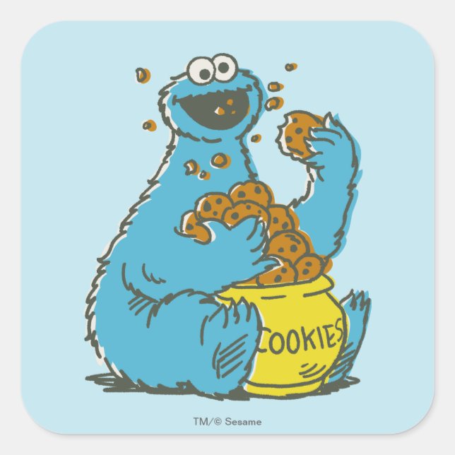 Sticker Carré Cookie Monster Vintage (Devant)