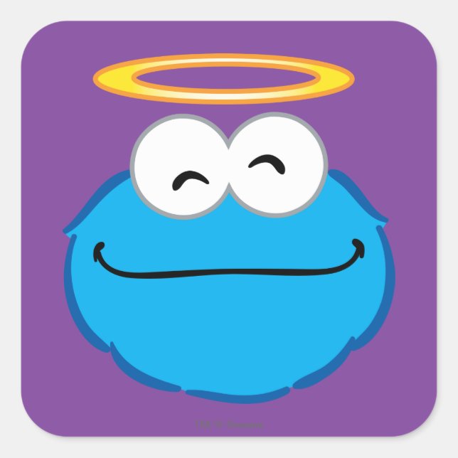 Sticker Carré Cookie Souriant visage avec Halo (Devant)