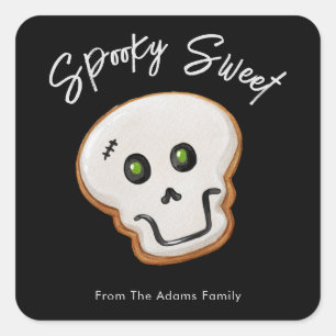 Sticker Carré Cookie sucre crâne éffrayant