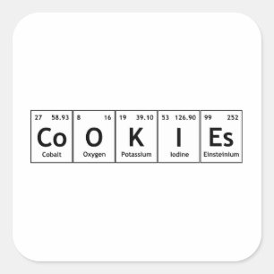 Sticker Carré CoOKIEs Chimie Tableau périodique Mots éléments