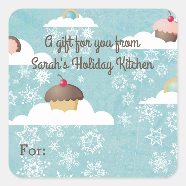 Sticker Carré Cookies cupcakes nuages de neige de la cuisine de (Devant)