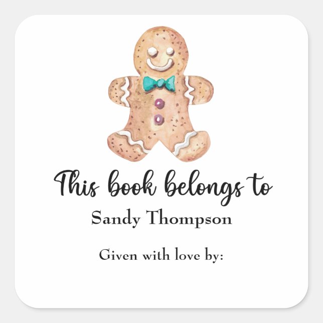 Sticker Carré cookies de Noël - ce livre appartient à (Devant)
